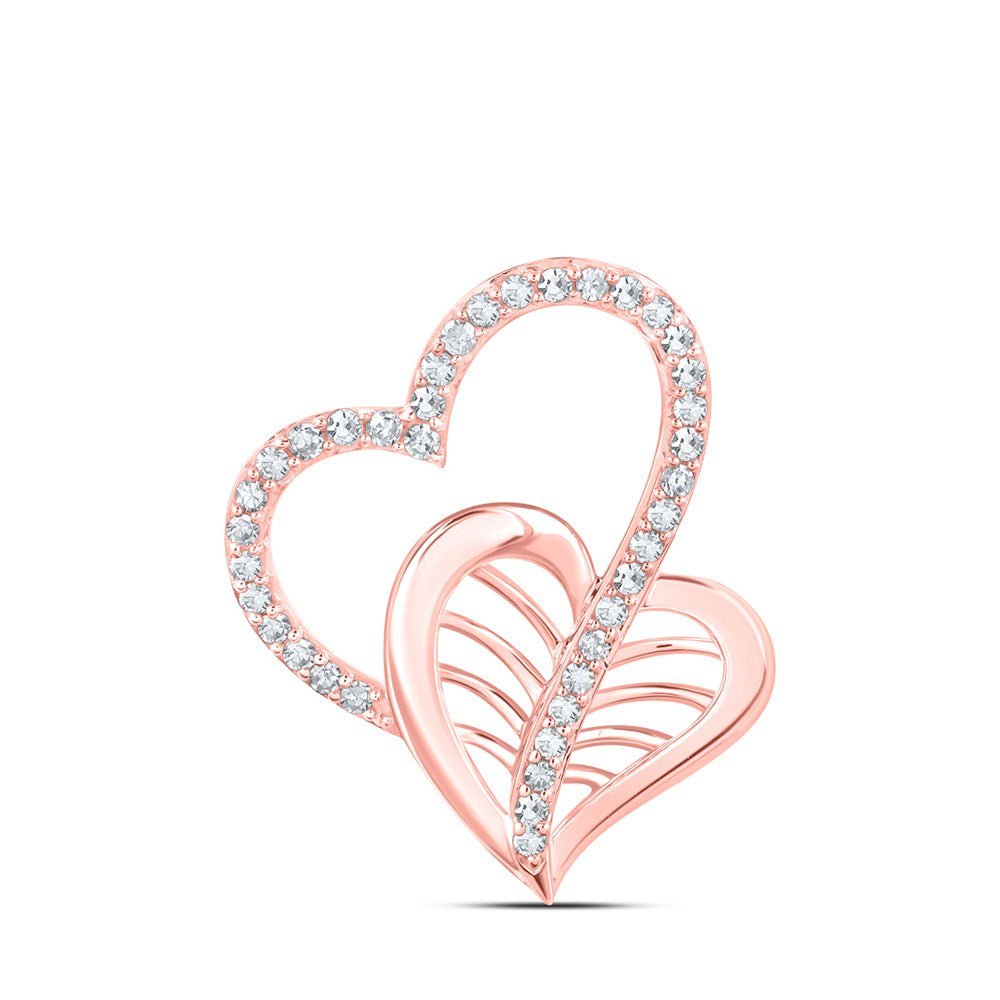 Romantic Rose Gold Double Heart Diamond Pendant - Splendid Jewellery