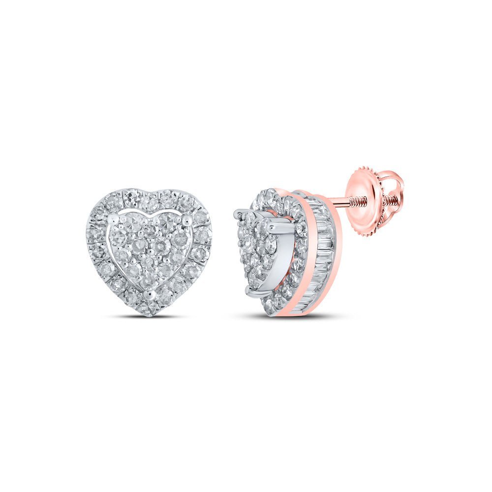 Romantic Rose Gold Heart Diamond Earrings - Splendid Jewellery