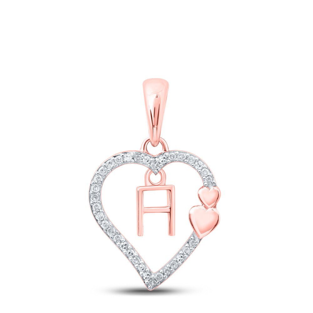 Romantic Rose Gold Heart Initial Diamond Pendant - Splendid Jewellery