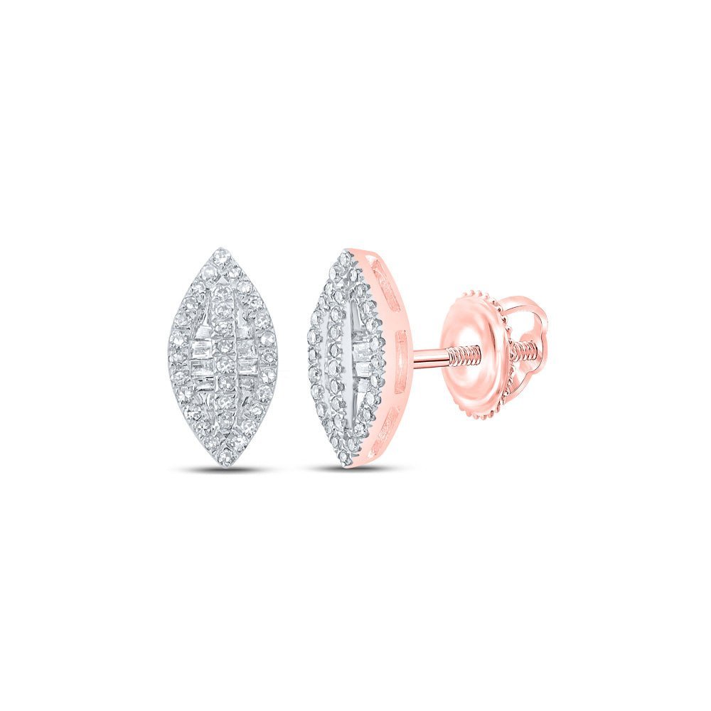Rose Gold Baguette and Round Diamond Oval Earrings - A Touch of Elegance and Sparkle - Splendid Jewellery