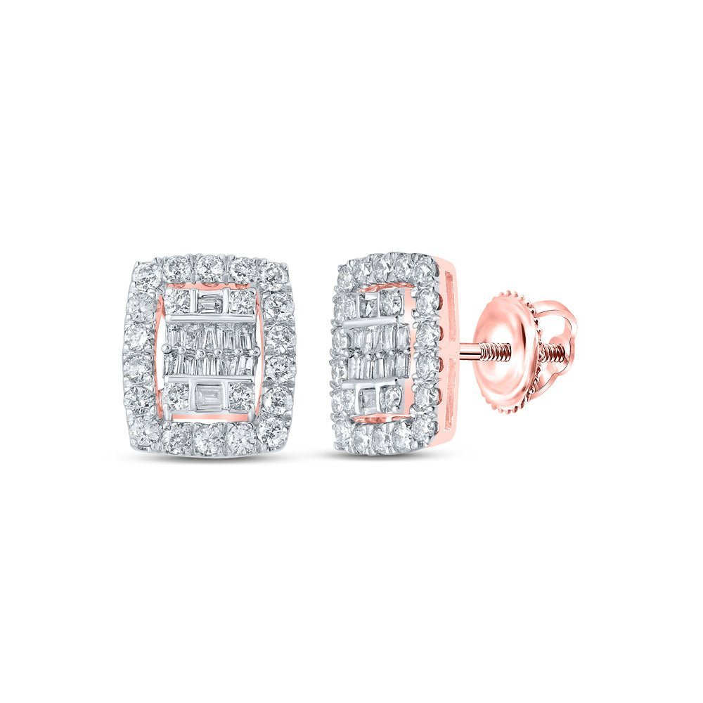 Rose Gold Baguette Diamond Cluster Earrings: A Radiant Masterpiece of Elegance - Splendid Jewellery