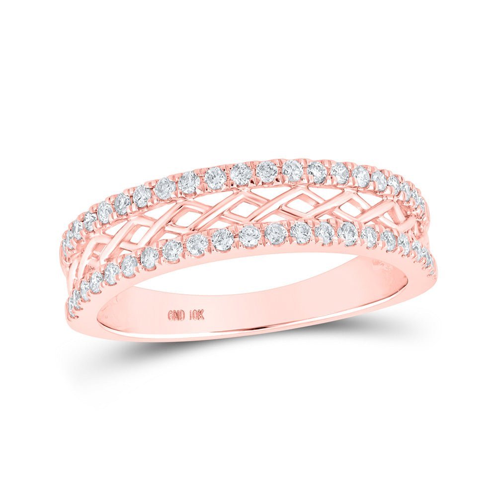 Rose Gold Brilliance: 10kt Diamond Band Ring - Splendid Jewellery
