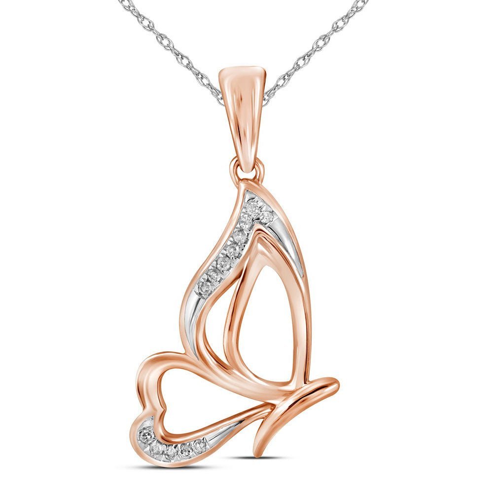 Rose Gold Butterfly Diamond Pendant | Nature's Whimsical Charm - Splendid Jewellery