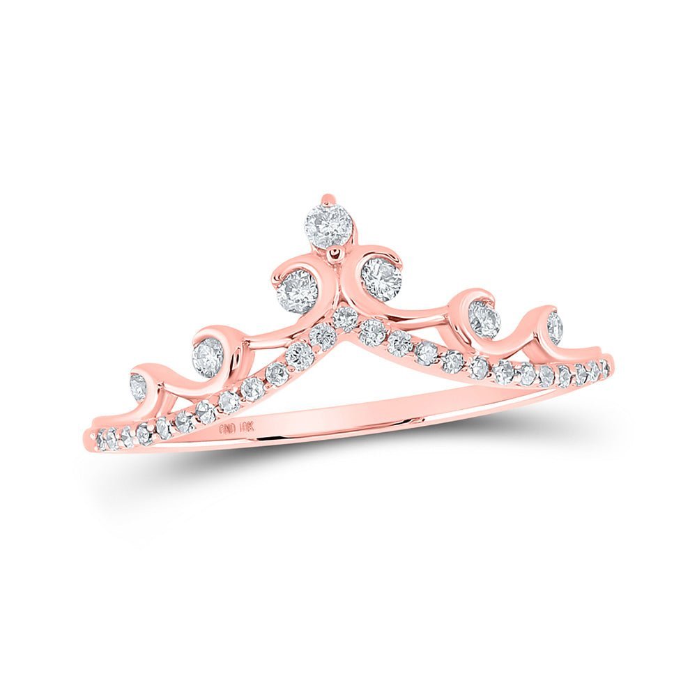 Rose Gold Diamond Chevron Crown Band Ring - A Captivating Statement Piece - Splendid Jewellery
