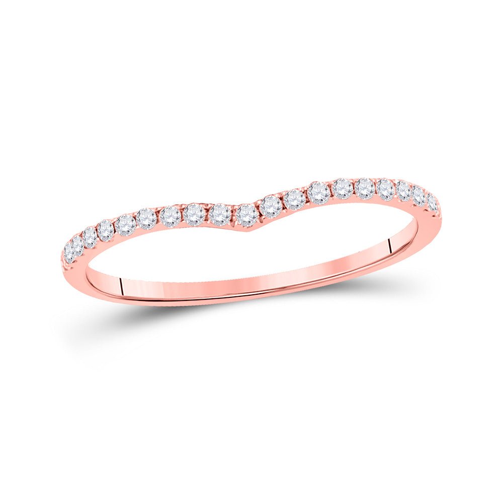 Rose Gold Diamond Chevron Stackable Band Ring - Splendid Jewellery