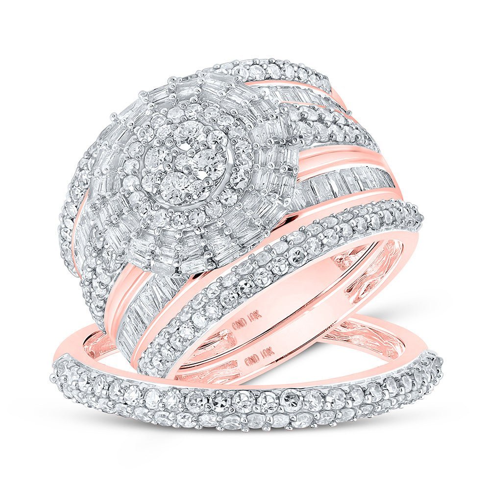 Rose Gold Diamond Cluster His and Hers Wedding Set - 2 Cttw | Splendid Jewellery - Splendid Jewellery