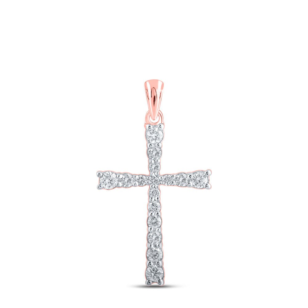 Rose Gold Diamond Cross Pendant | Elegant Symbol of Faith and Beauty - Splendid Jewellery