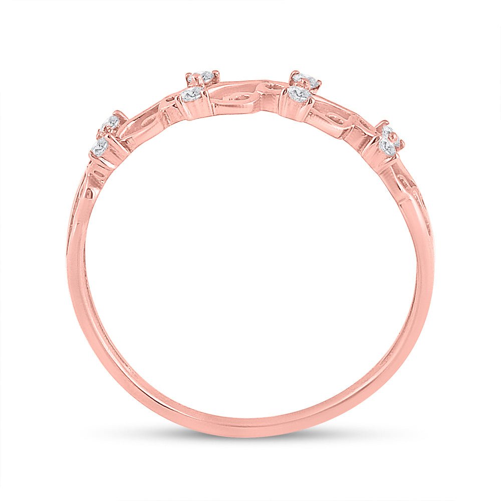 Rose Gold Diamond Curl Band Ring - A Dazzling Statement of Elegance and Sophistication - Splendid Jewellery