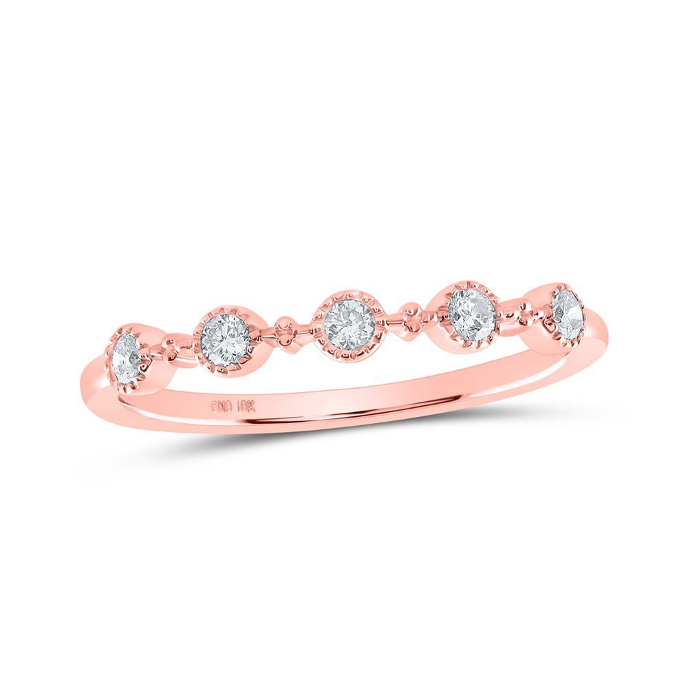 Rose Gold Diamond Dot Stackable Band Ring - Elegant Sparkle for Every Occasion - Splendid Jewellery