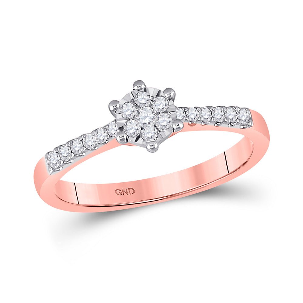 Rose Gold Diamond Flower Cluster Stackable Band Ring - A Touch of Elegance and Versatility - Splendid Jewellery