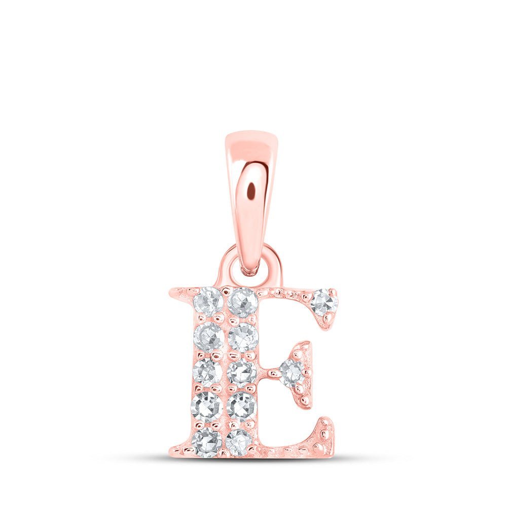 Rose Gold Diamond Initial Necklace - Personalized E Letter Pendant - Splendid Jewellery