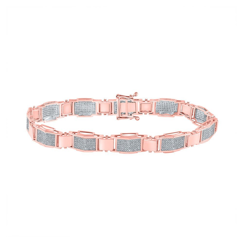 Rose Gold Diamond Link Bracelet for Men - 1.5 Carat Total Weight - Splendid Jewellery