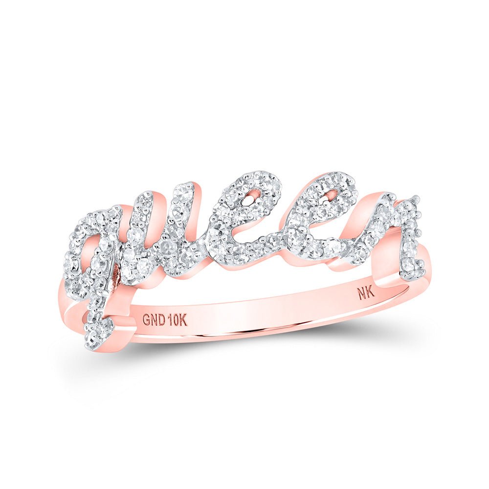 Rose Gold Diamond QUEEN Band - A Dazzling Display of Elegance and Royalty - Splendid Jewellery