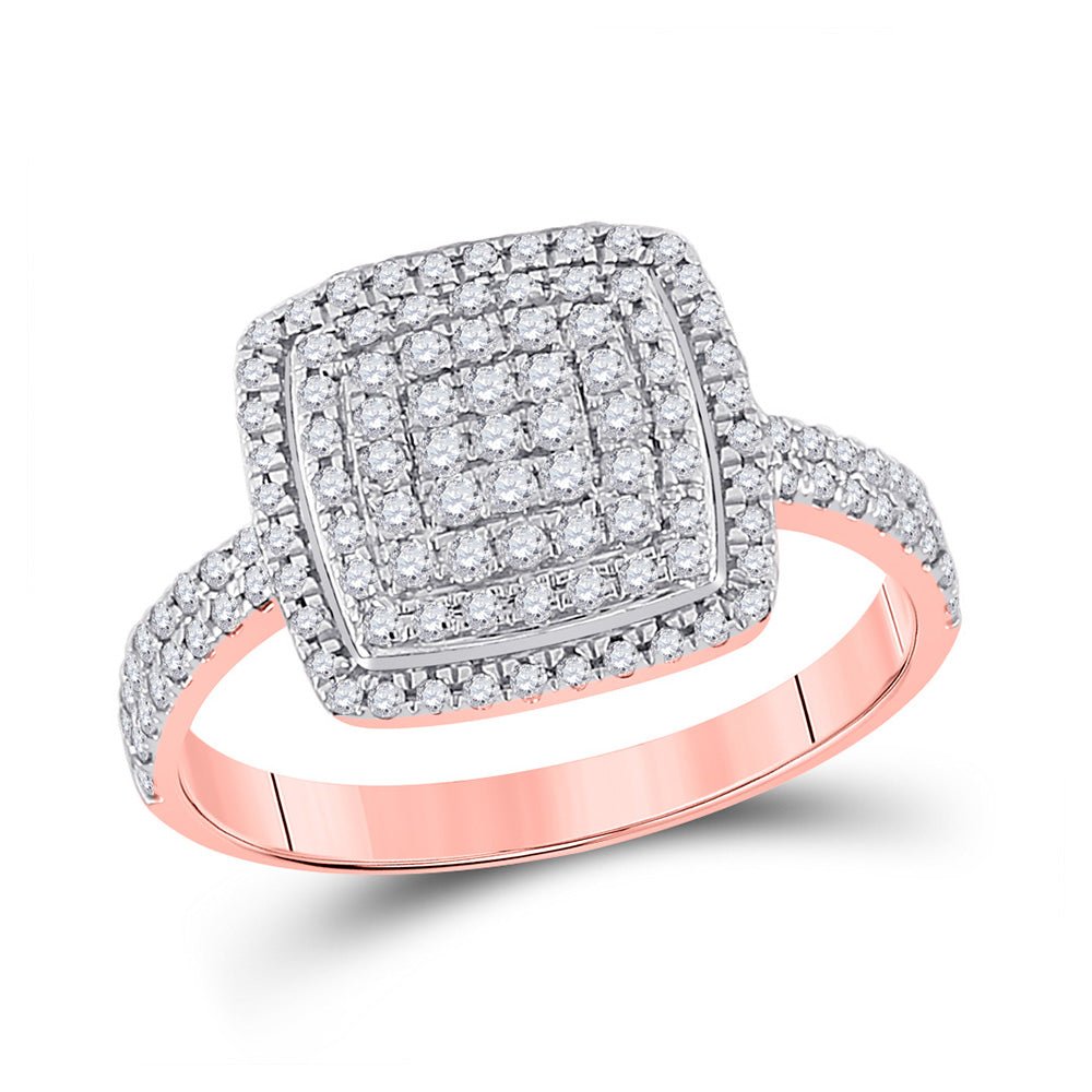 Rose Gold Square Diamond Cluster Ring: A Mesmerizing Masterpiece of Elegance and Brilliance - Splendid Jewellery