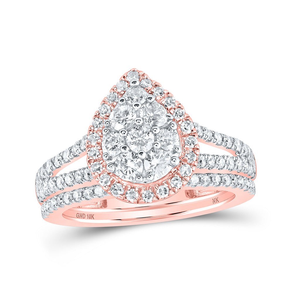 Rose Gold Teardrop Diamond Wedding Ring Set - A Captivating Symbol of Love and Elegance - Splendid Jewellery