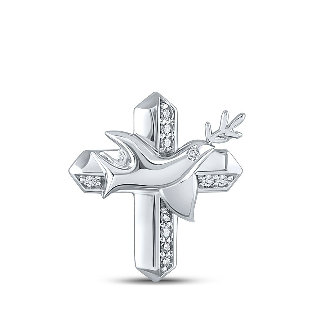 Serene Spirit Diamond Dove Cross Pendant - Splendid Jewellery