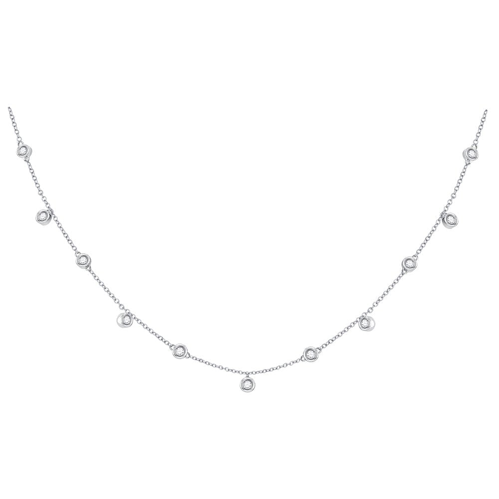 Serenity's Sparkle: 10kt White Gold Round Diamond Pendant Necklace - Splendid Jewellery