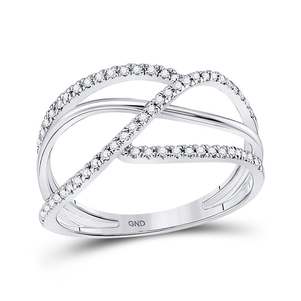 Shimmering Brilliance | 10kt White Gold Diamond Cascade Band Ring 1/5 Cttw - Splendid Jewellery