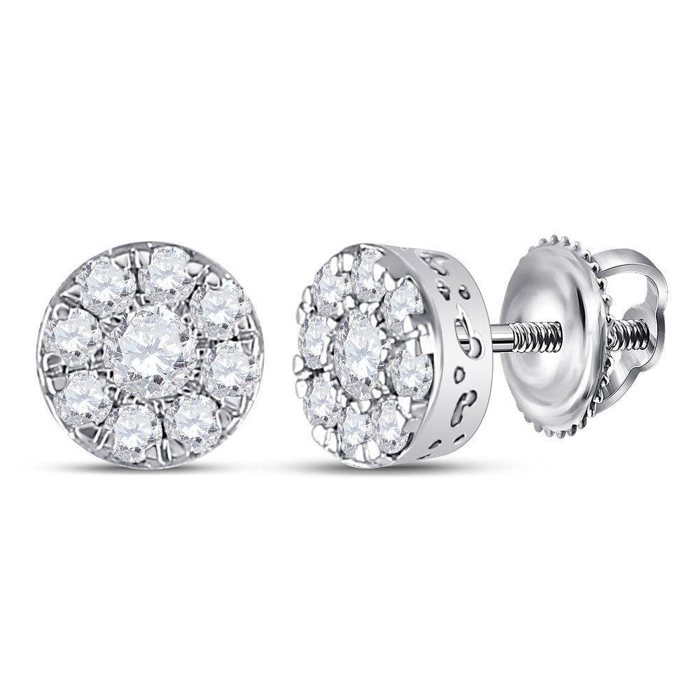 Sparkling Brilliance: 10kt White Gold Diamond Cluster Earrings - Splendid Jewellery