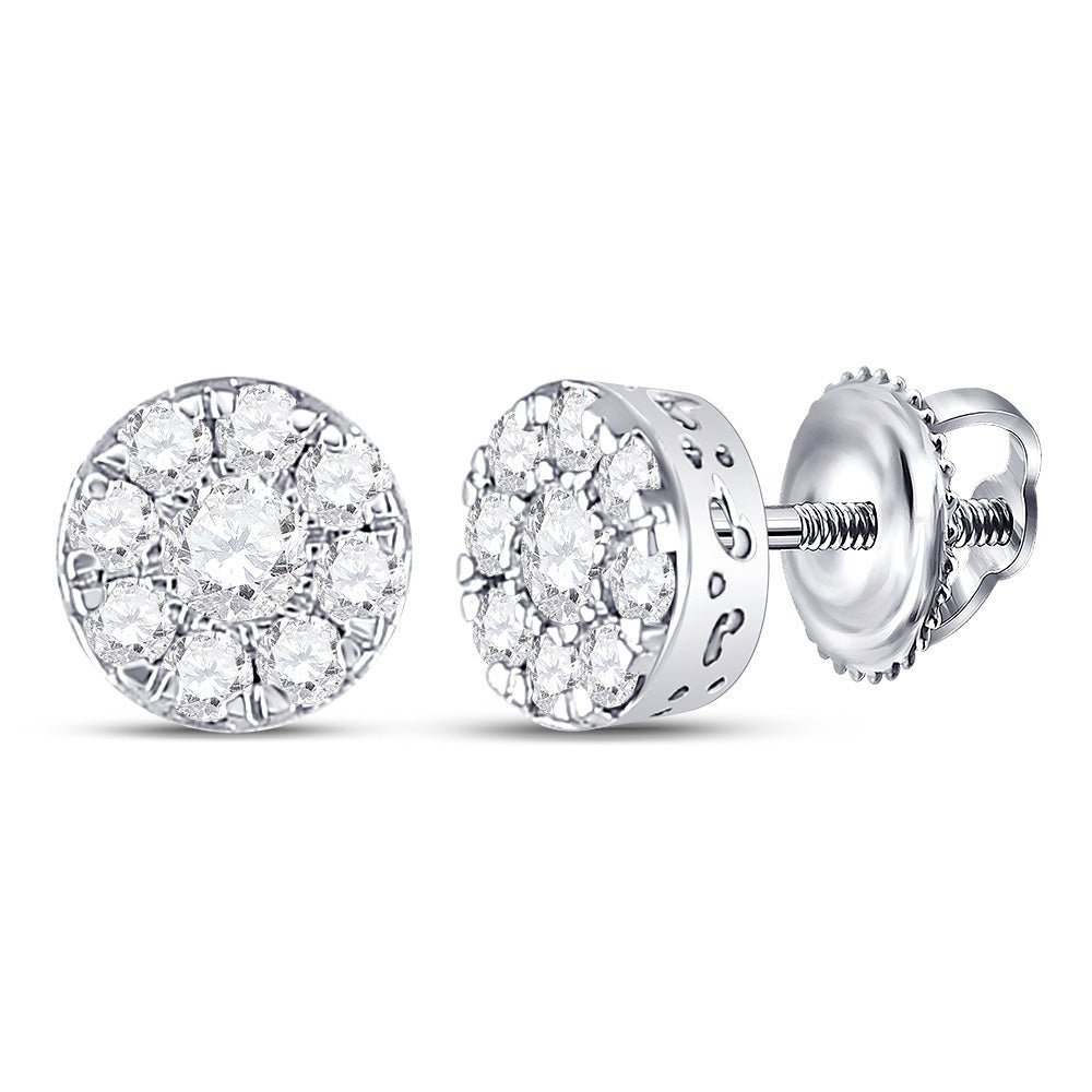 Sparkling Brilliance: 10kt White Gold Diamond Cluster Earrings - Splendid Jewellery