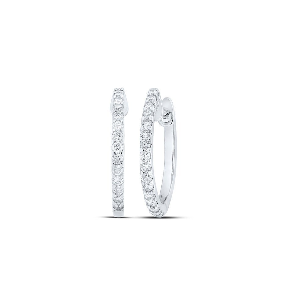 Sparkling Brilliance: 10kt White Gold Diamond Hoop Earrings - Splendid Jewellery
