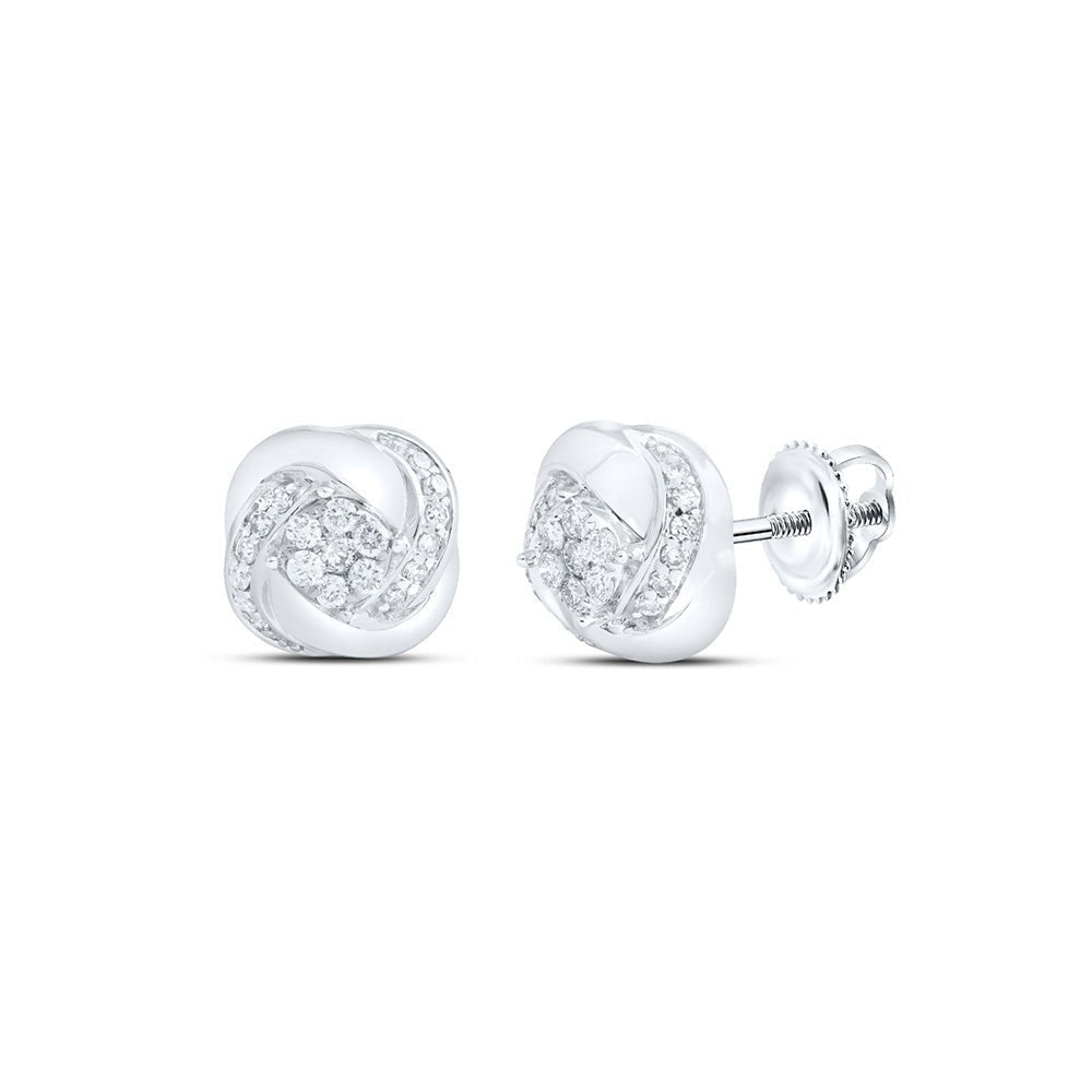 Sparkling Brilliance: 10kt White Gold Womens Round Diamond Fashion Earrings 1/3 Cttw - Splendid Jewellery