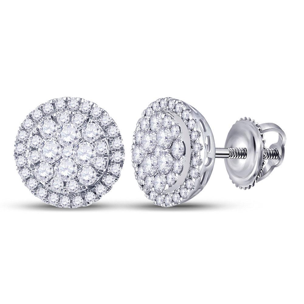 Sparkling Brilliance: 14kt White Gold Diamond Halo Cluster Earrings - Splendid Jewellery