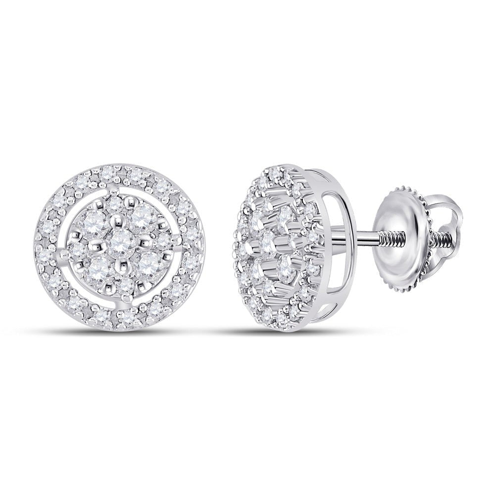Sparkling Cluster Diamond Earrings - 10kt White Gold .01 Cttw - Splendid Jewellery
