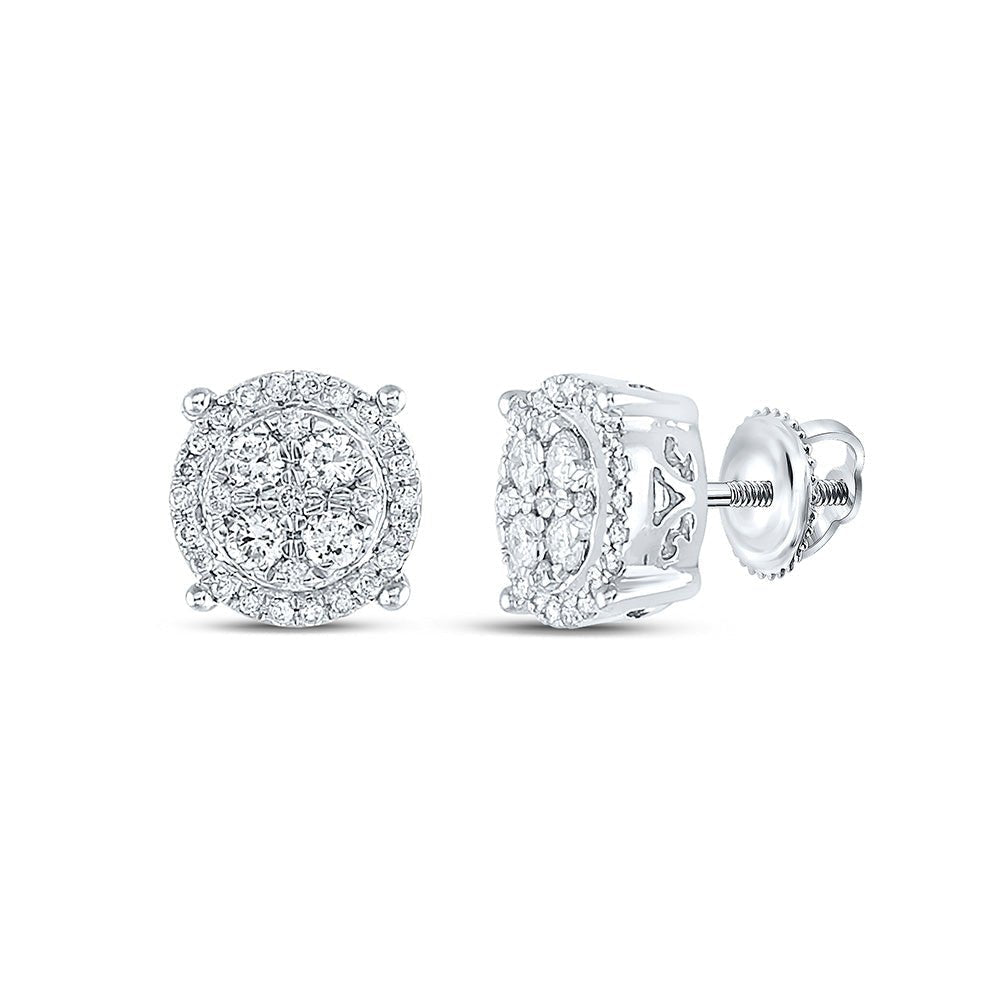 Sparkling Cluster Diamond Earrings in 10kt White Gold - Splendid Jewellery