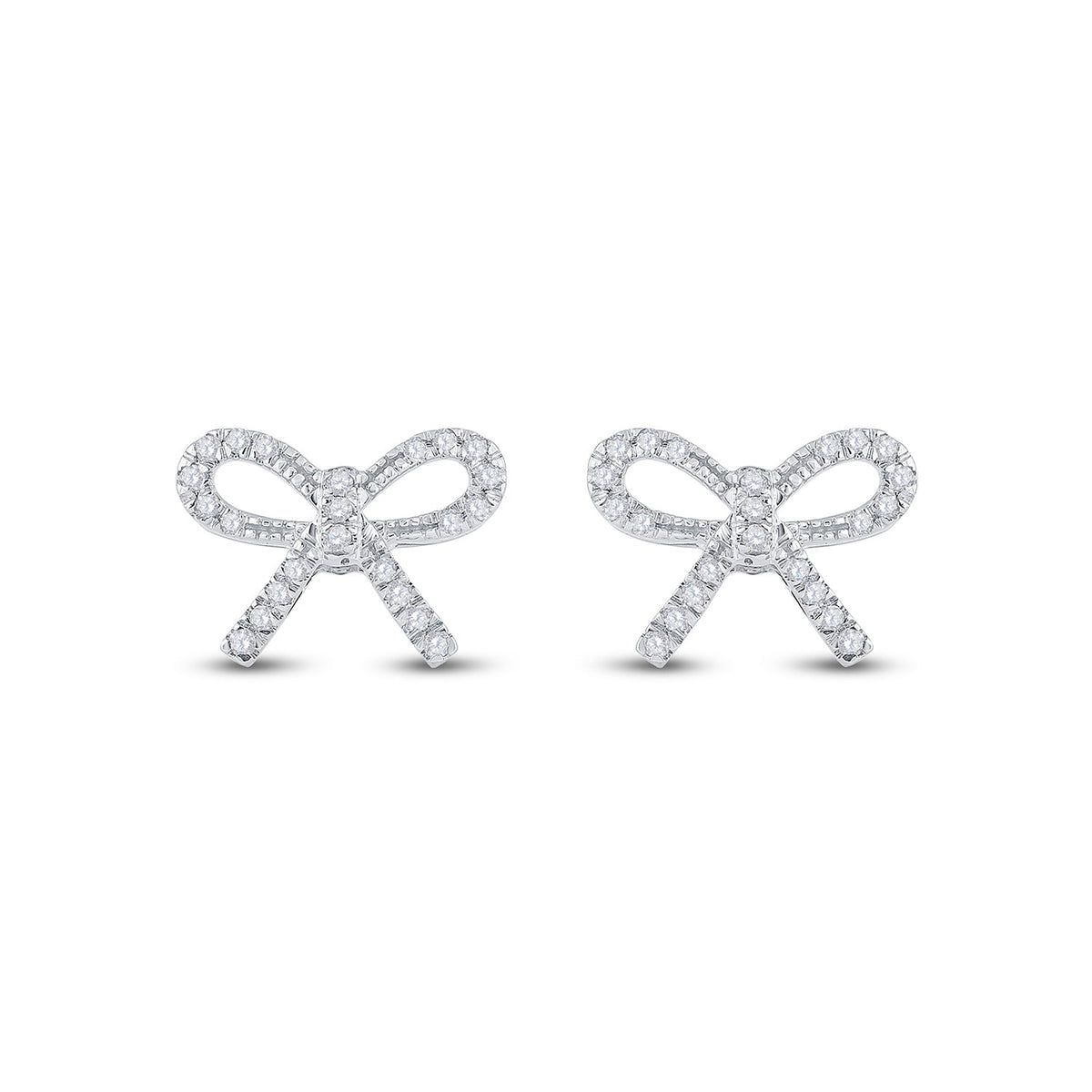 Sparkling Diamond Bow Earrings in 10kt White Gold - Splendid Jewellery