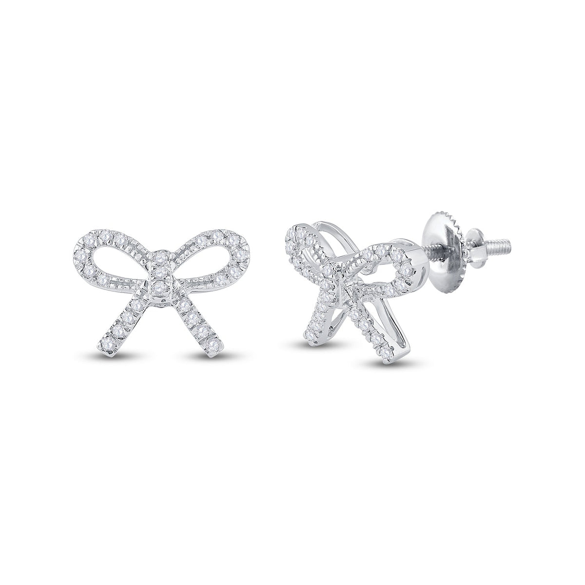 Sparkling Diamond Bow Earrings in 10kt White Gold - Splendid Jewellery