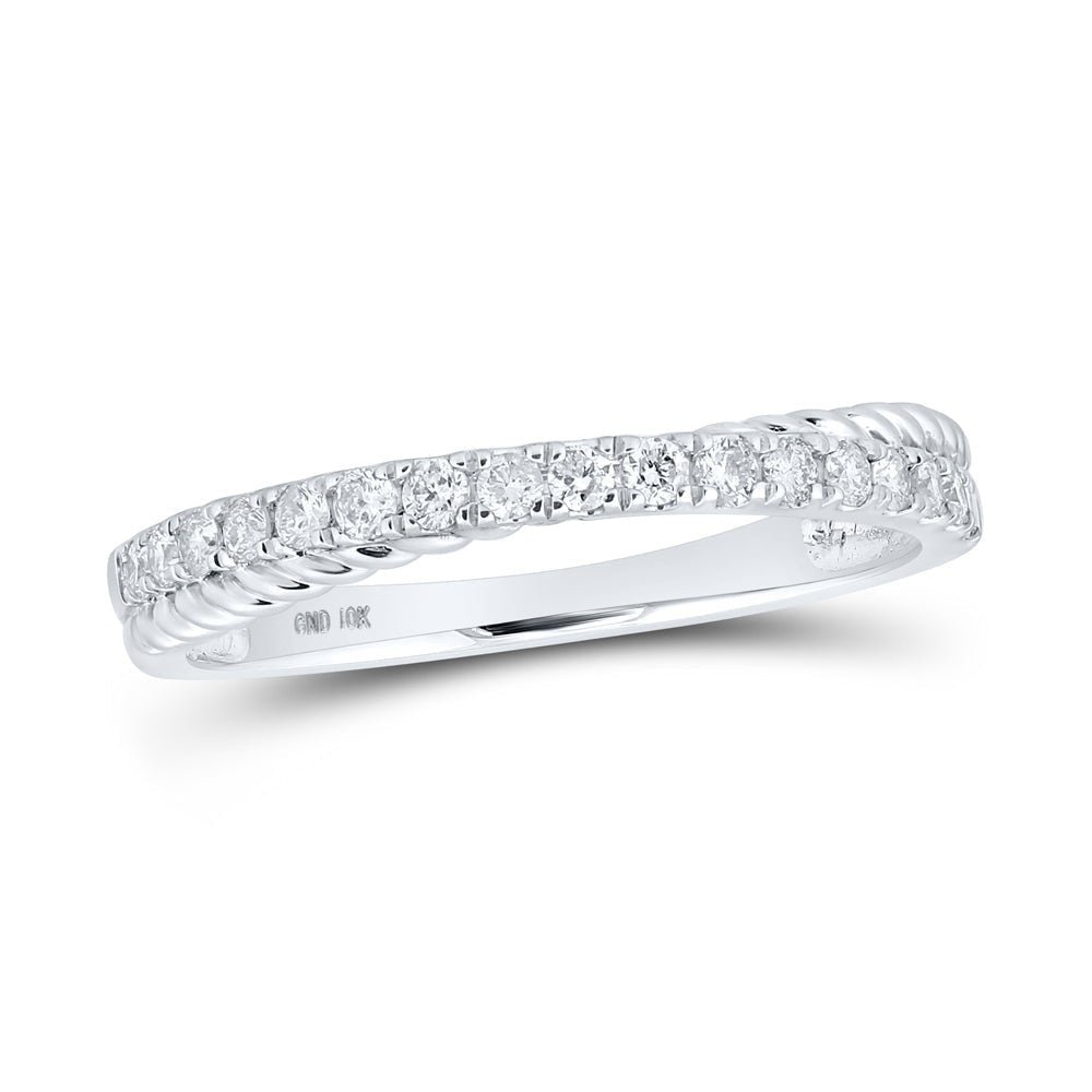 Sparkling Diamond Delight | 10kt White Gold Womens Round Diamond Stackable Band Ring 1/4 Cttw - Splendid Jewellery