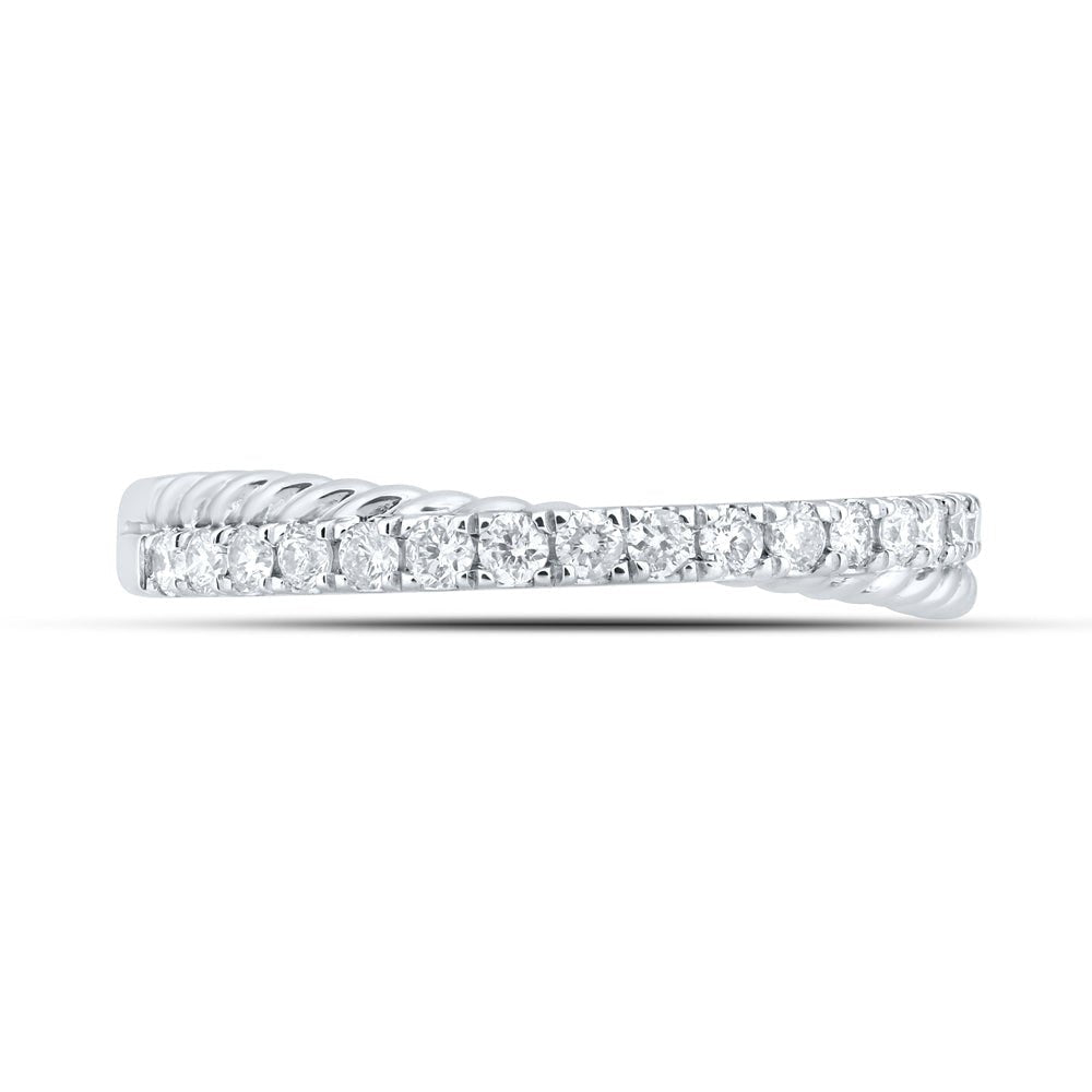 Sparkling Diamond Delight | 10kt White Gold Womens Round Diamond Stackable Band Ring 1/4 Cttw - Splendid Jewellery