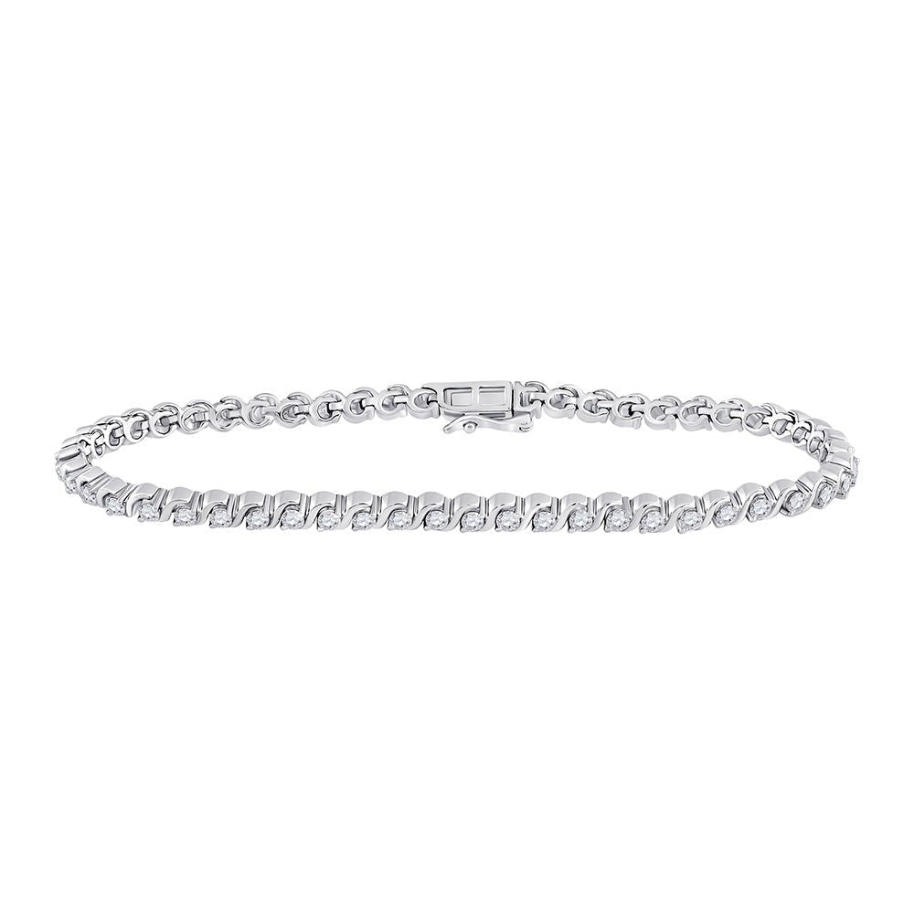 Sparkling Diamond Delight: 10kt White Gold Women's Round Diamond Tennis Bracelet 2 Cttw - Splendid Jewellery