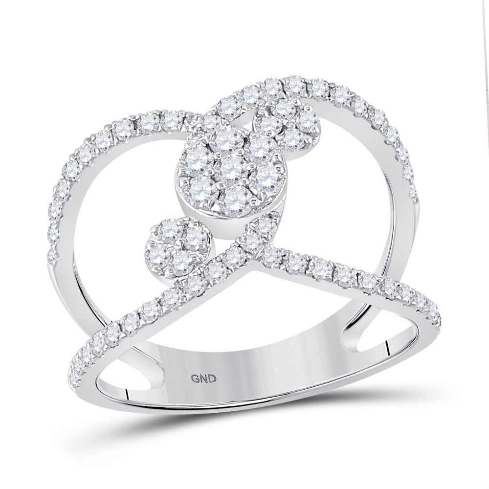 Sparkling Diamond Galaxy Ring | 14kt White Gold Womens Round Diamond Negative Space Cluster Ring 3/4 Cttw | Splendid Jewellery - Splendid Jewellery