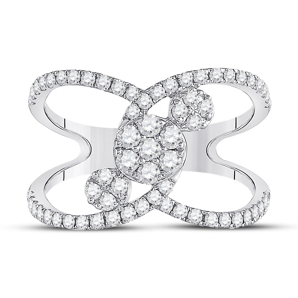 Sparkling Diamond Galaxy Ring | 14kt White Gold Womens Round Diamond Negative Space Cluster Ring 3/4 Cttw | Splendid Jewellery - Splendid Jewellery
