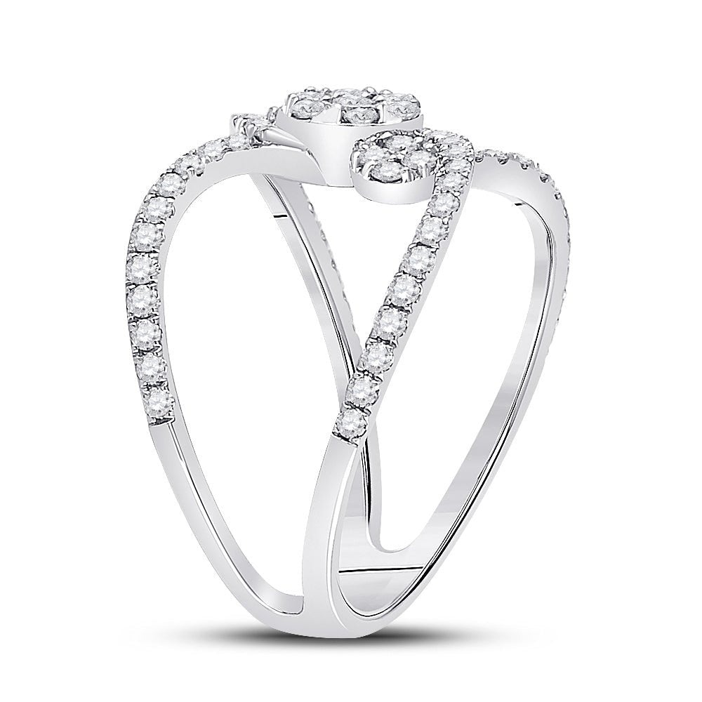 Sparkling Diamond Galaxy Ring | 14kt White Gold Womens Round Diamond Negative Space Cluster Ring 3/4 Cttw | Splendid Jewellery - Splendid Jewellery
