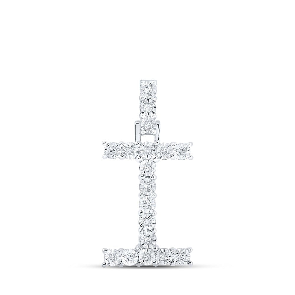 Sparkling Diamond Initial Pendant in 10kt White Gold - Splendid Jewellery
