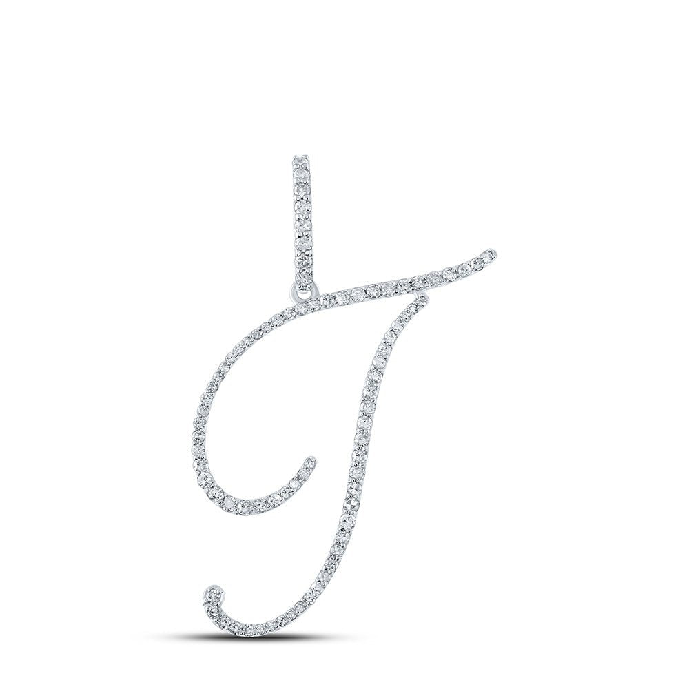 Sparkling Diamond T Initial Pendant in 10kt White Gold - Splendid Jewellery