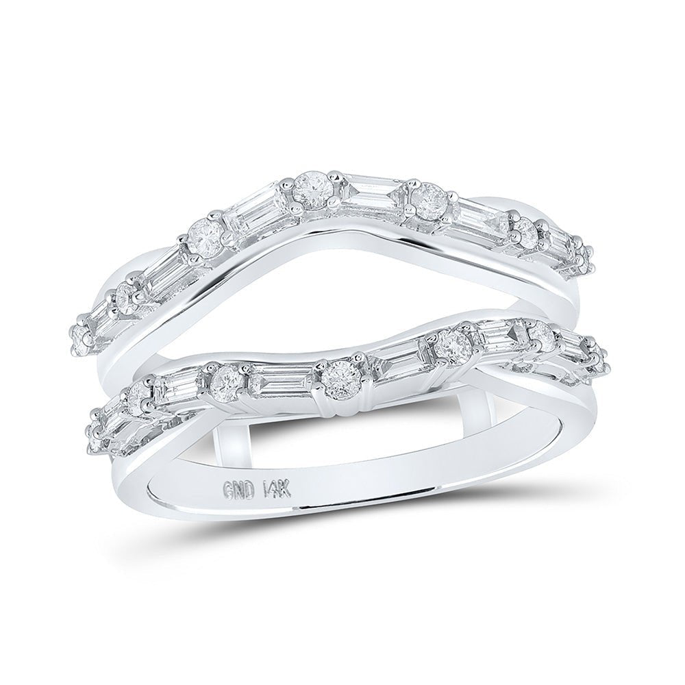 Sparkling Diamond Wrap Enhancer: 14kt White Gold Womens Round Diamond Wedding Band 1/2 Cttw - Splendid Jewellery