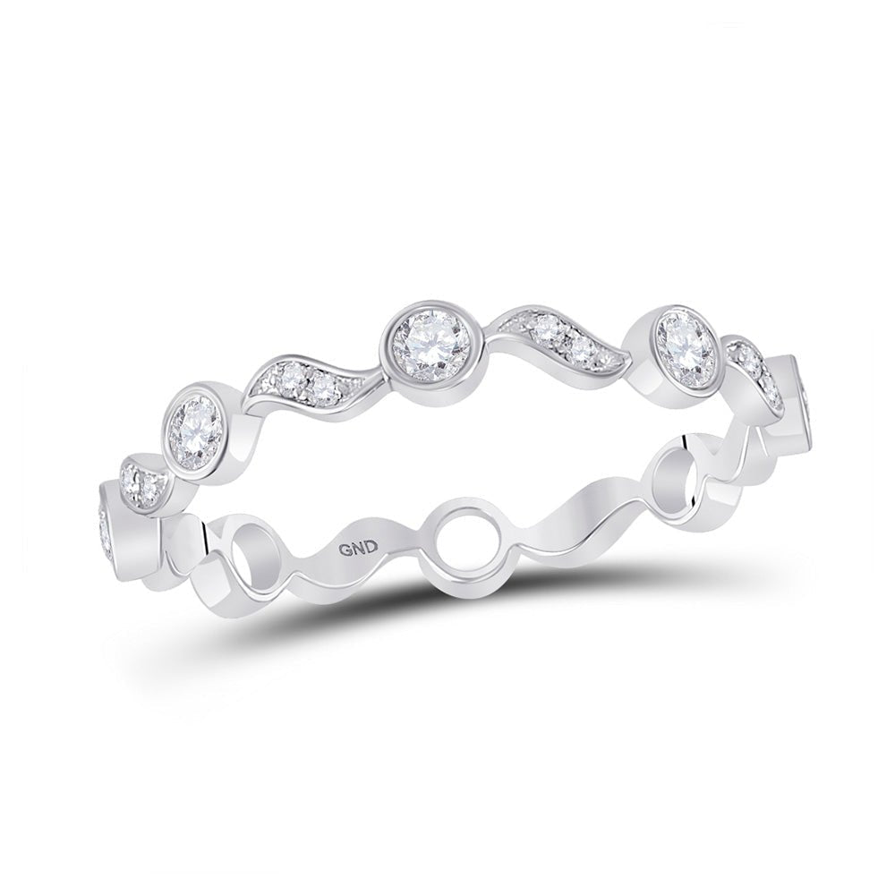 Sparkling Elegance: 10kt White Gold Diamond Stackable Band Ring - Splendid Jewellery