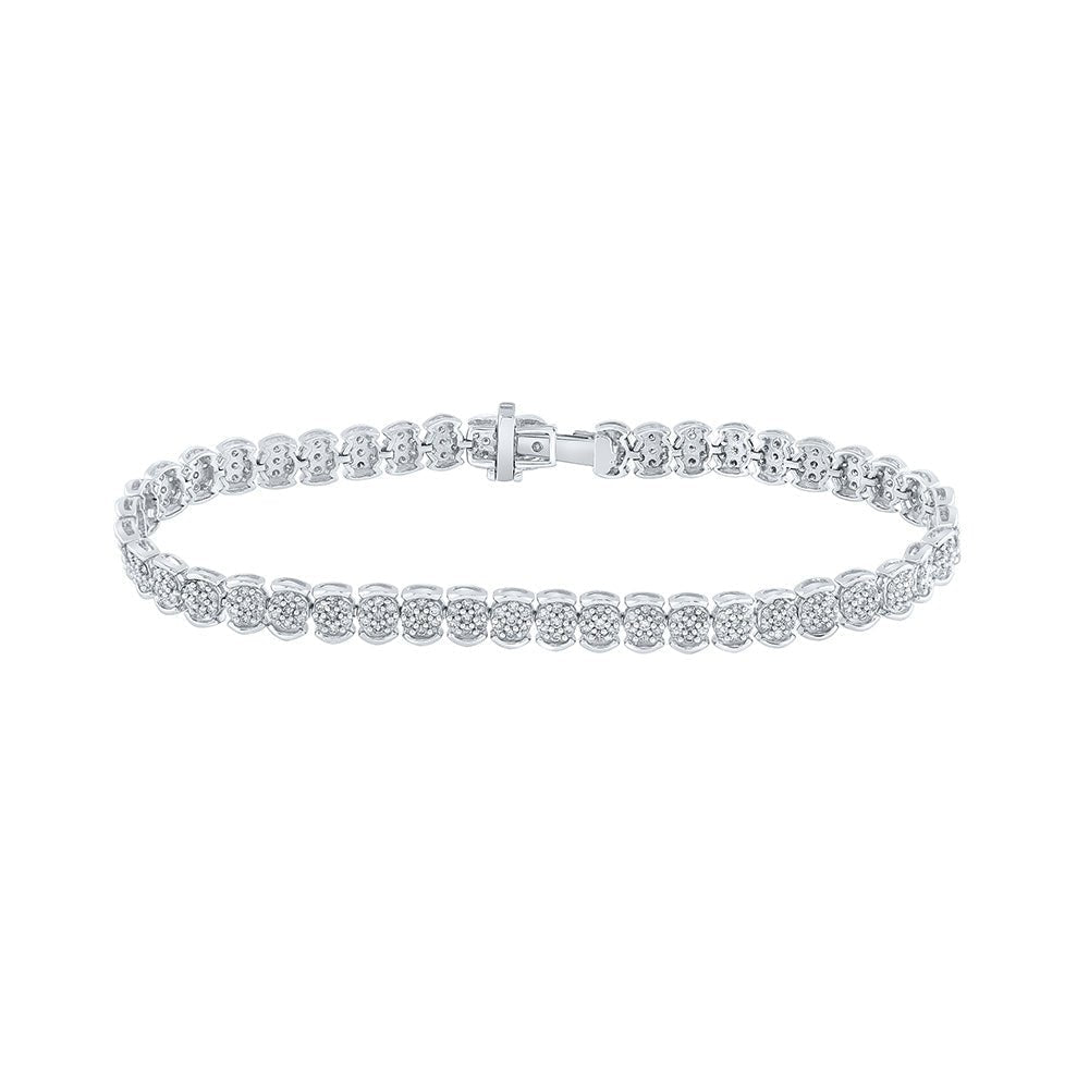Sparkling Elegance: 10kt White Gold Round Diamond Fashion Bracelet - 2 Cttw - Splendid Jewellery