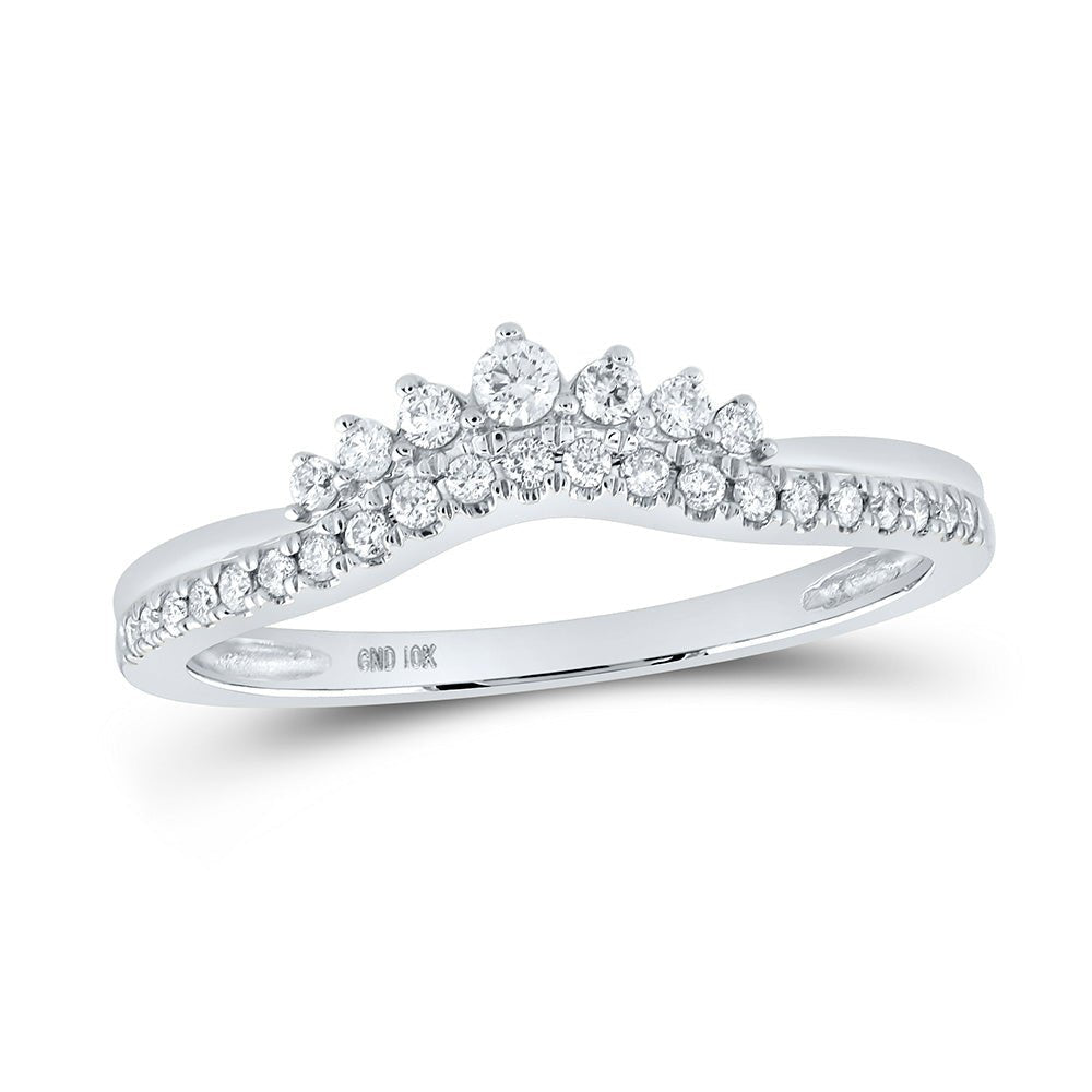 Sparkling Elegance: 10kt White Gold Womens Round Diamond Enhancer Wedding Band 1/5 Cttw - Splendid Jewellery