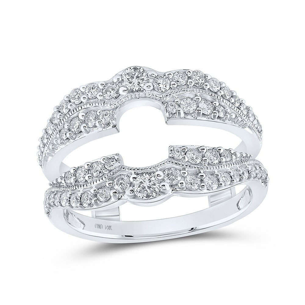 Sparkling Love: 14kt White Gold Round Diamond Wrap Enhancer Wedding Band - Splendid Jewellery
