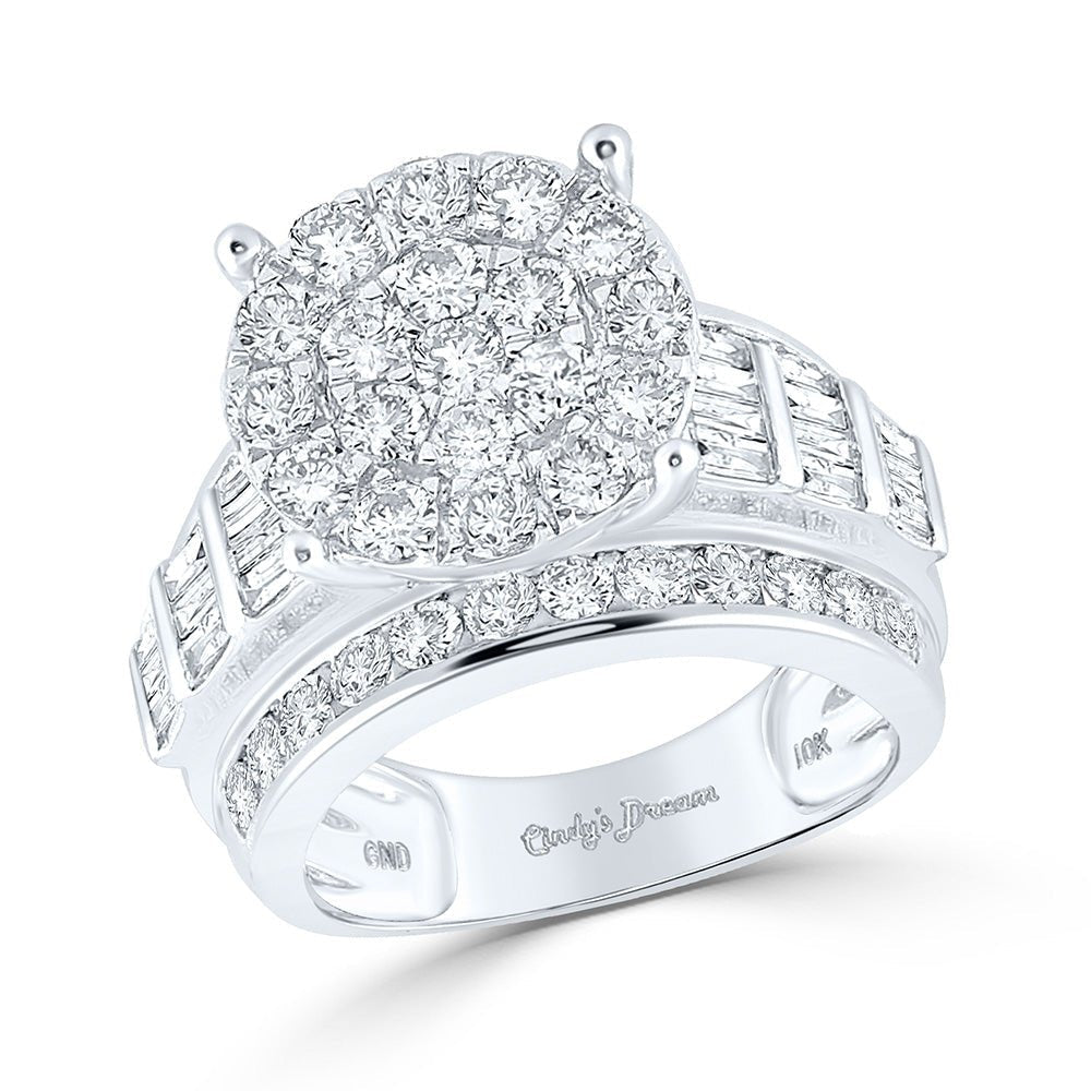 Sparkling Love Affair | 10kt White Gold Round Diamond Cluster Bridal Wedding Engagement Ring 3 Cttw | Splendid Jewellery - Splendid Jewellery