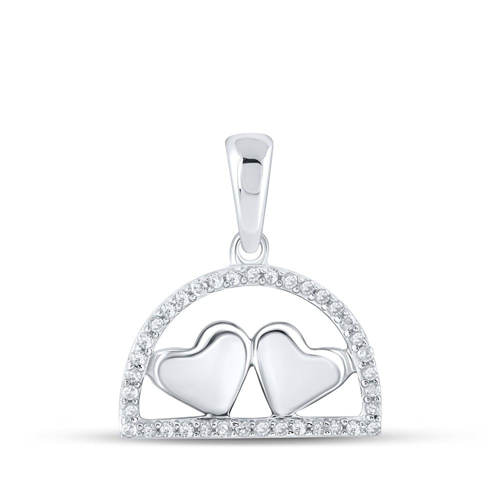 Sparkling Love Diamond Pendant - 10kt White Gold Heart Necklace with Round Diamonds - Splendid Jewellery