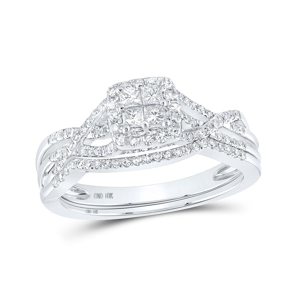 Sparkling Love Knot Diamond Wedding Ring Band Set - Splendid Jewellery