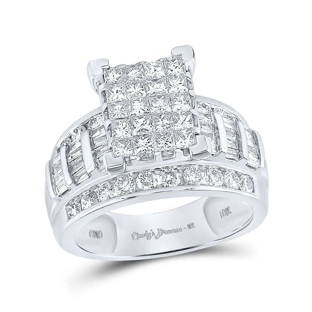 Sparkling Majesty: 10kt White Gold Princess Diamond Square Bridal Wedding Engagement Ring 2 Cttw - Splendid Jewellery