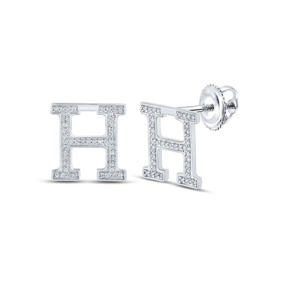 Sparkling Personalized 10kt White Gold Diamond Initial Earrings - Splendid Jewellery