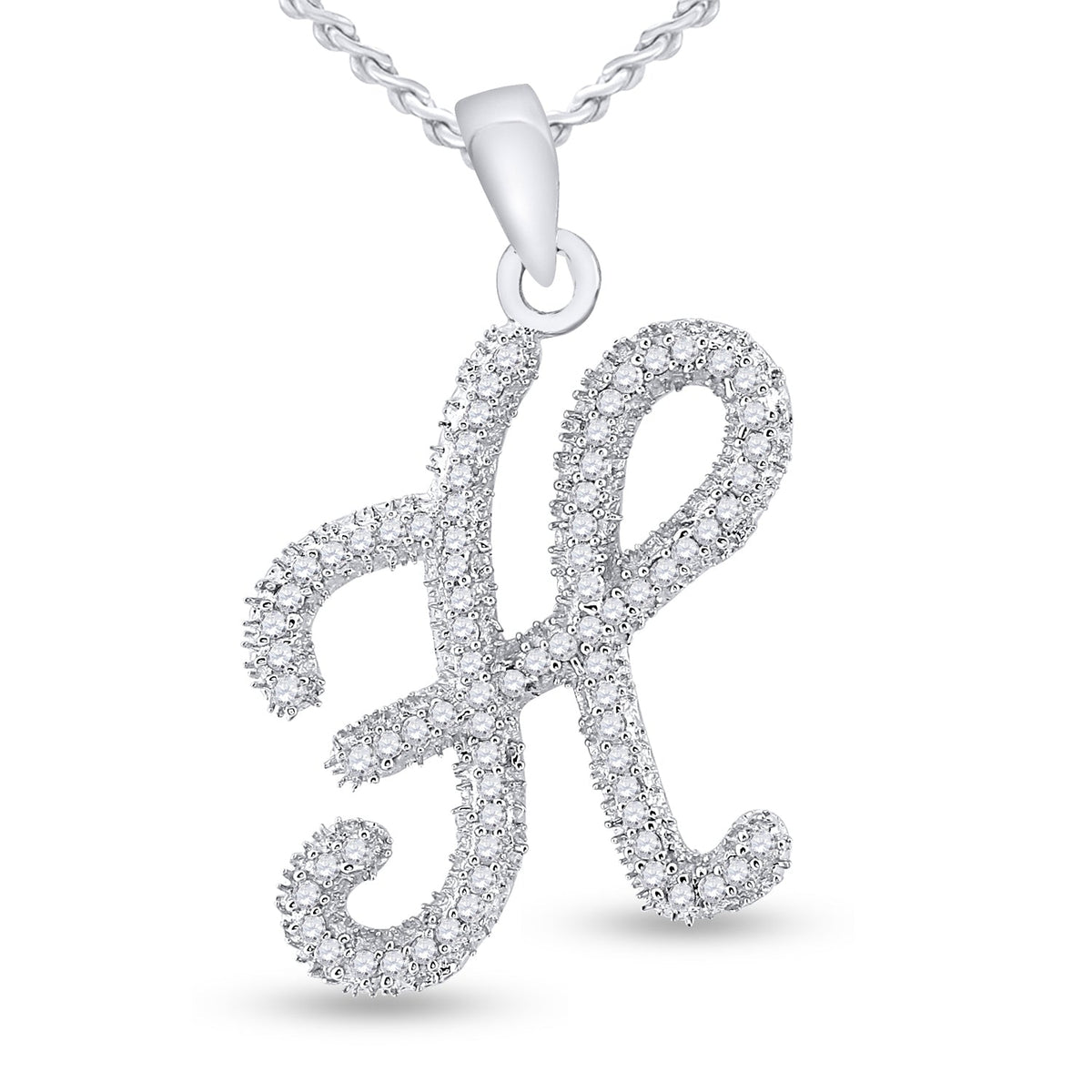 Sparkling Serenade: 10kt White Gold Diamond Initial Pendant - Splendid Jewellery